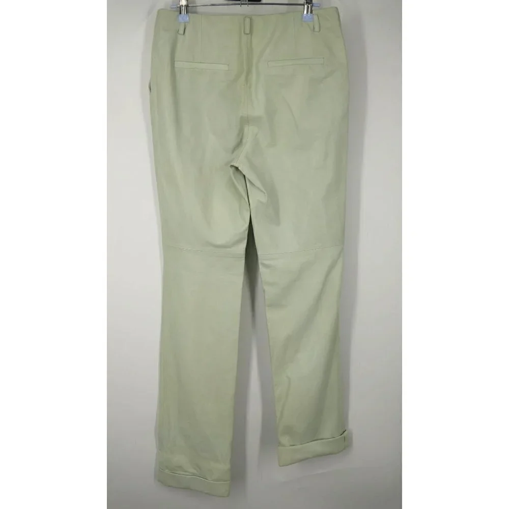 NWT J. Brand Collin Leather Straight Leg Pant in Cloud Leather Aero Green Mint 2